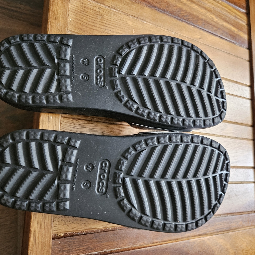 CROCS Metallic Silver and Black Slides - Picture 5 of 5